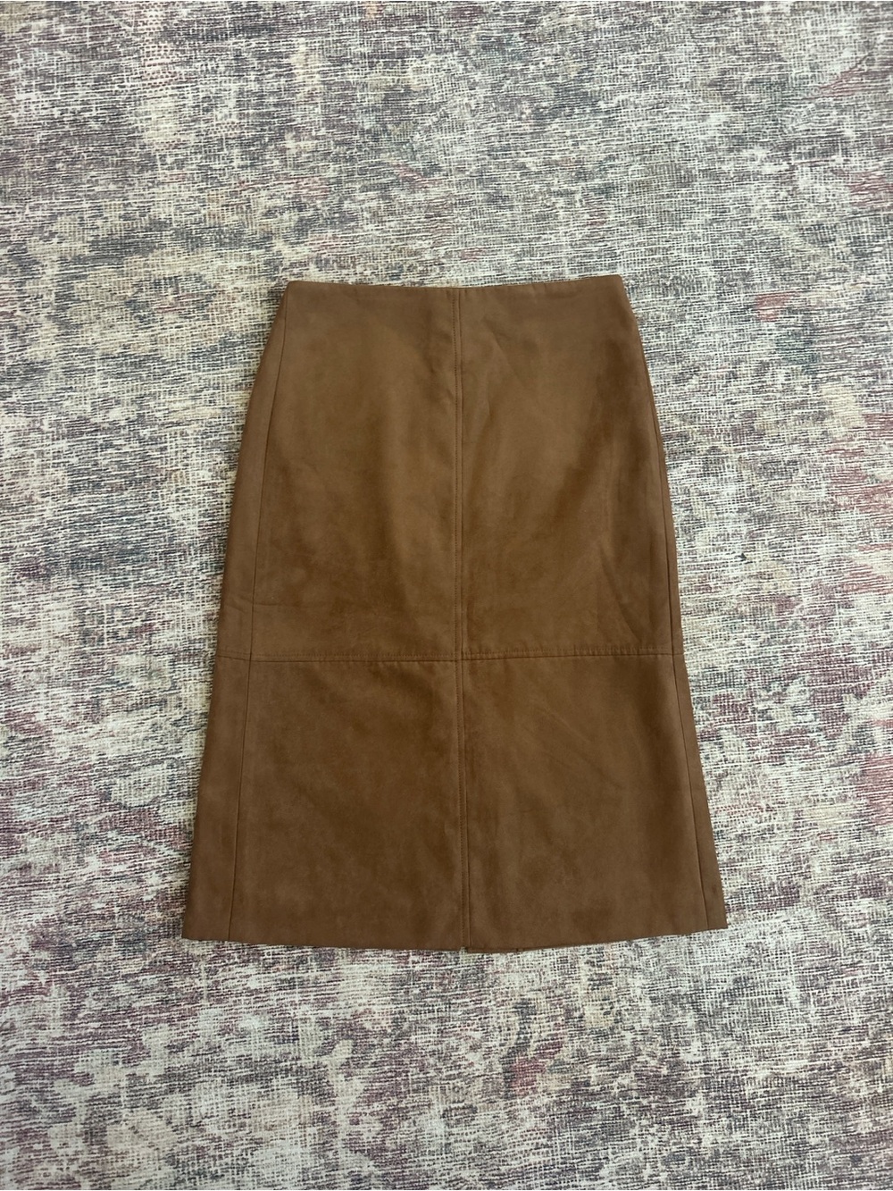 J. Crew Brown Faux Suede Midi Pencil Skirt